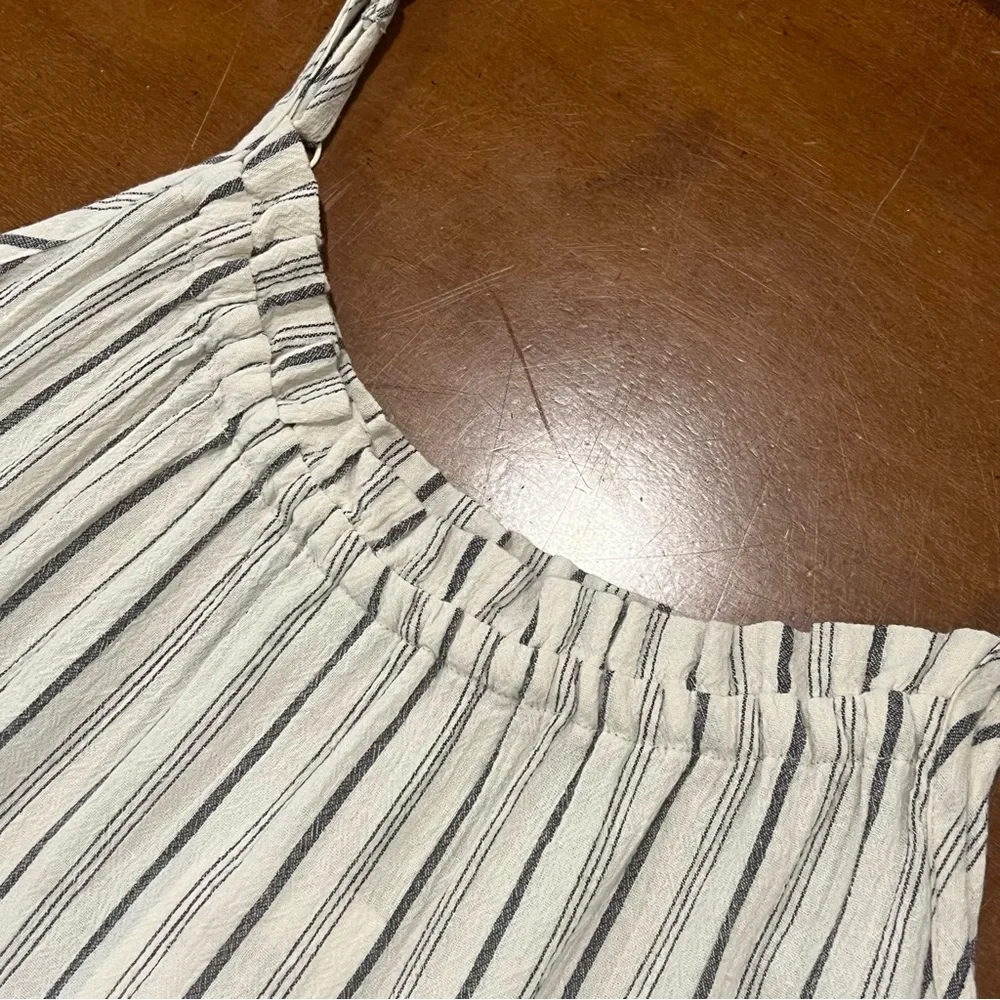 NEW $98 Evereve Harper Gauze Sundress Black/Cream Stripe Tiered Sleeveless Mini - Picture 5 of 16